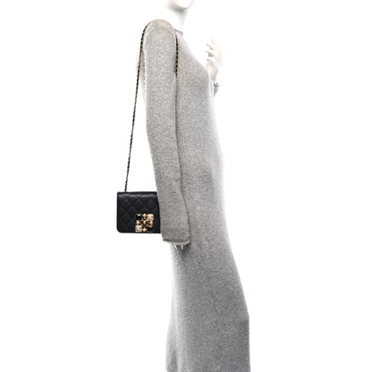 Chanel Calfskin Quilted Crystal Pearl Small Flap Bag Black 2 of 10