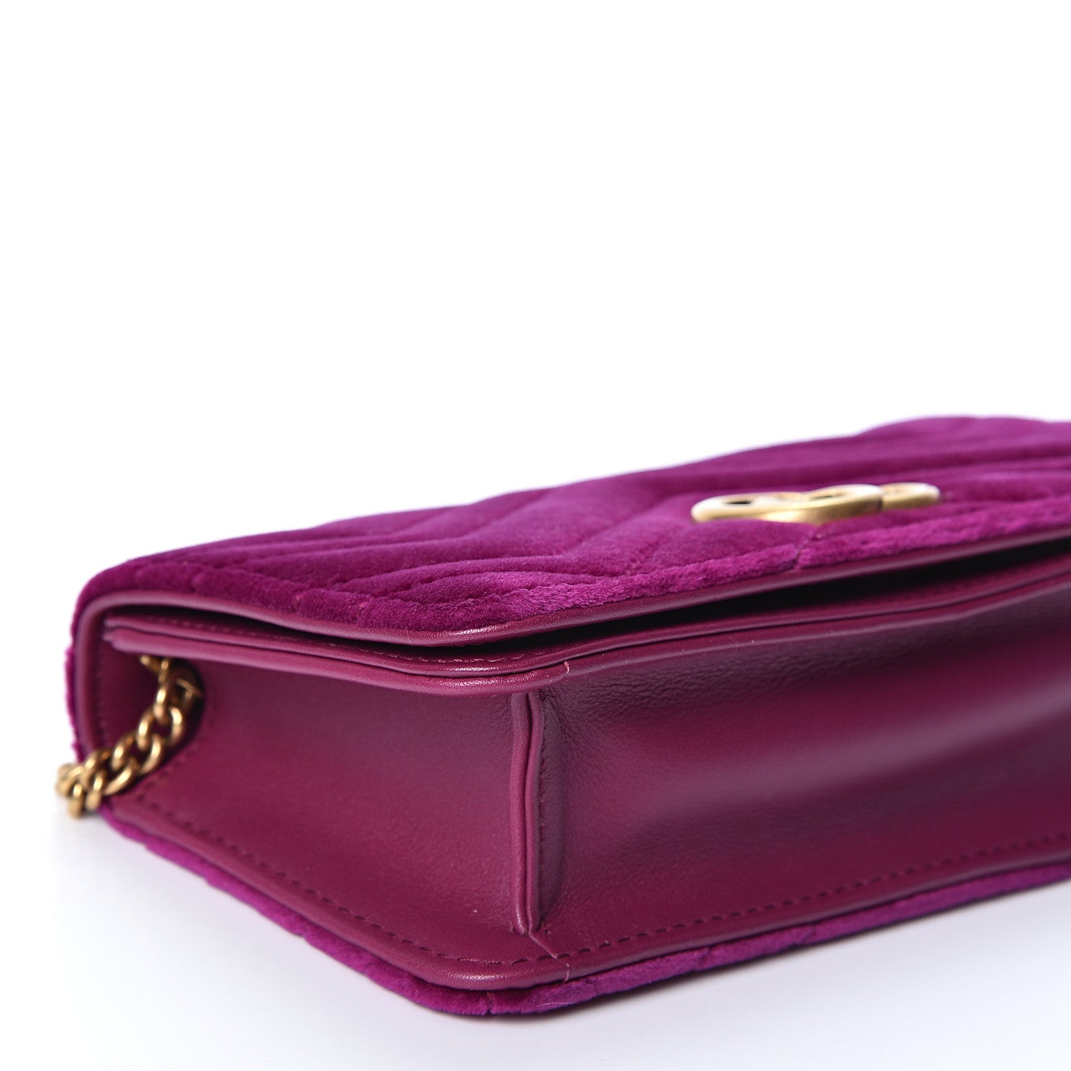 Gucci Velvet Matelasse GG Marmont Mini Bag Fuchsia Violet Cyclamen 6 of 9