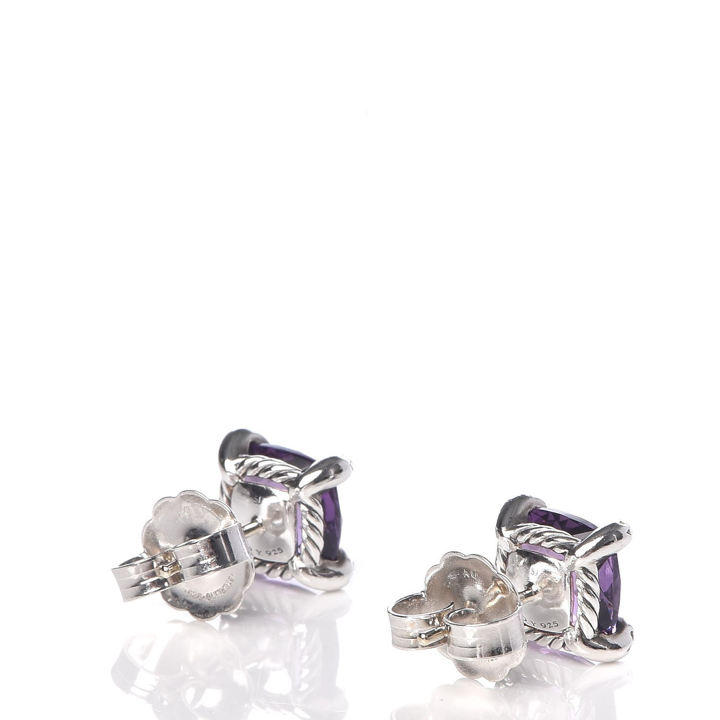 Sterling Silver Diamond Amethyst 9mm Chatelaine Earrings
