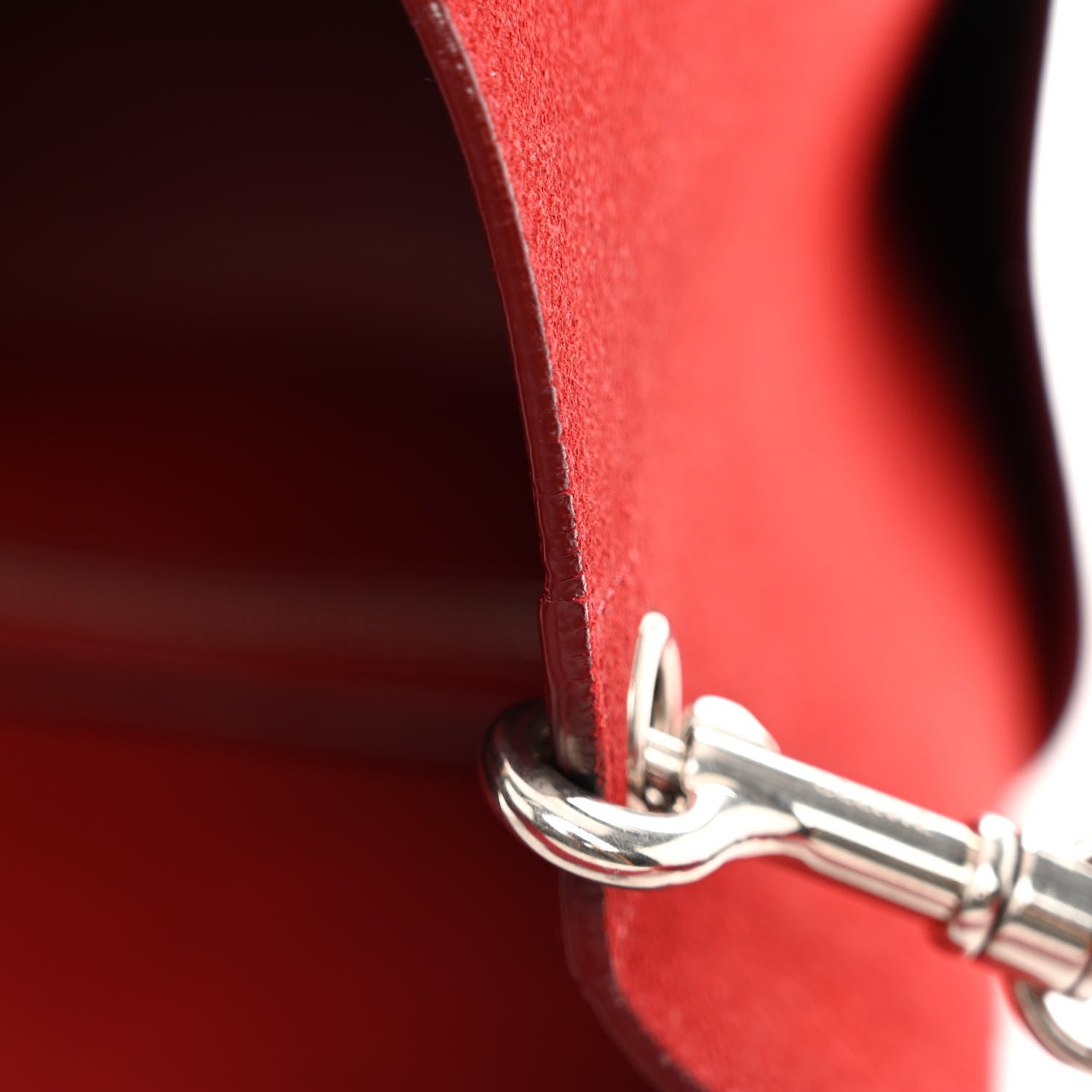 Celine Suede Calfskin Sangle Bucket Bag Red 10 of 11