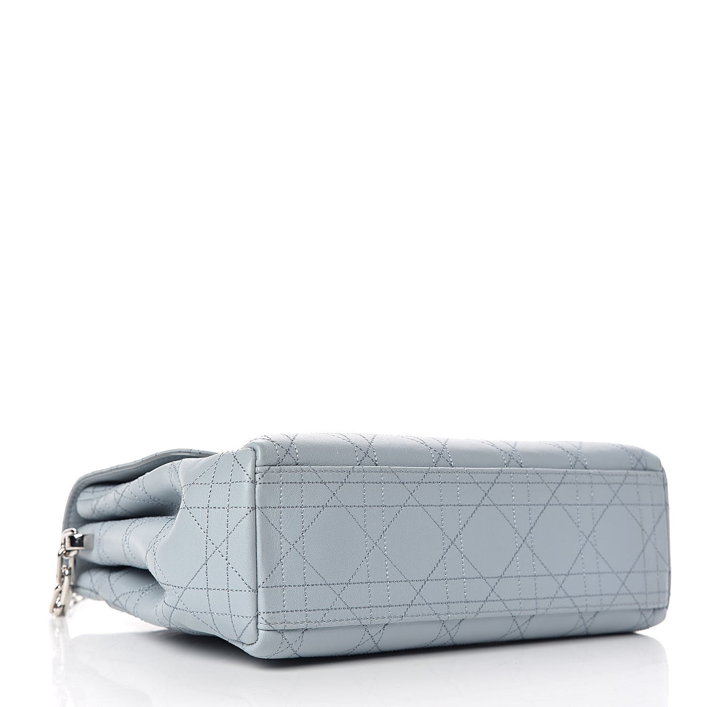 Calfskin Cannage Stitched Small Diorling Blue Porcelain