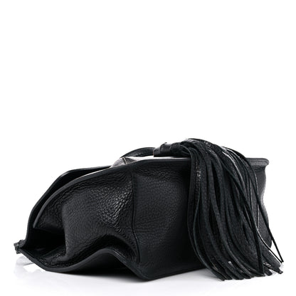 Gucci Pebbled Calfskin Medium Bamboo Daily Flap Shoulder Bag Black 5 of 14