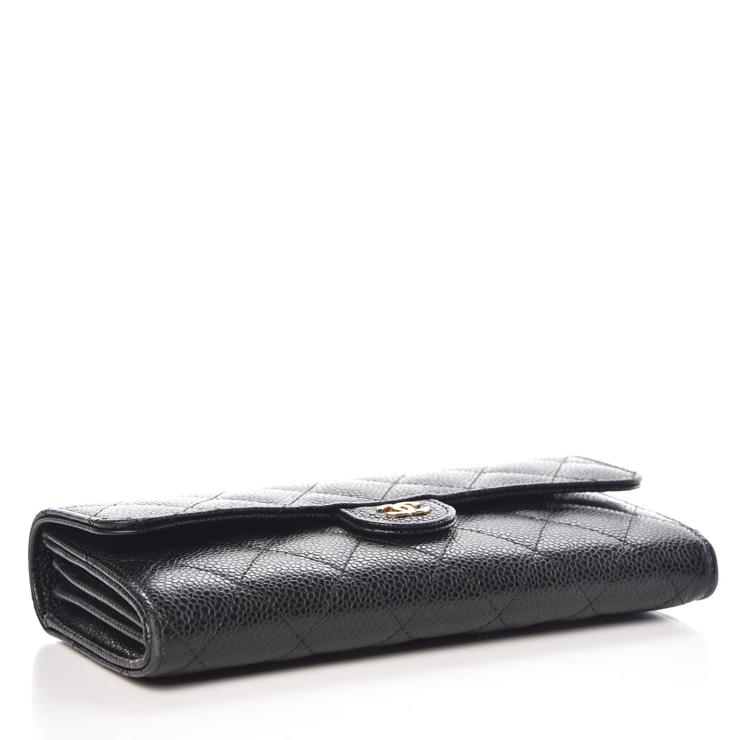 Caviar Quilted Large Flap Wallet Black