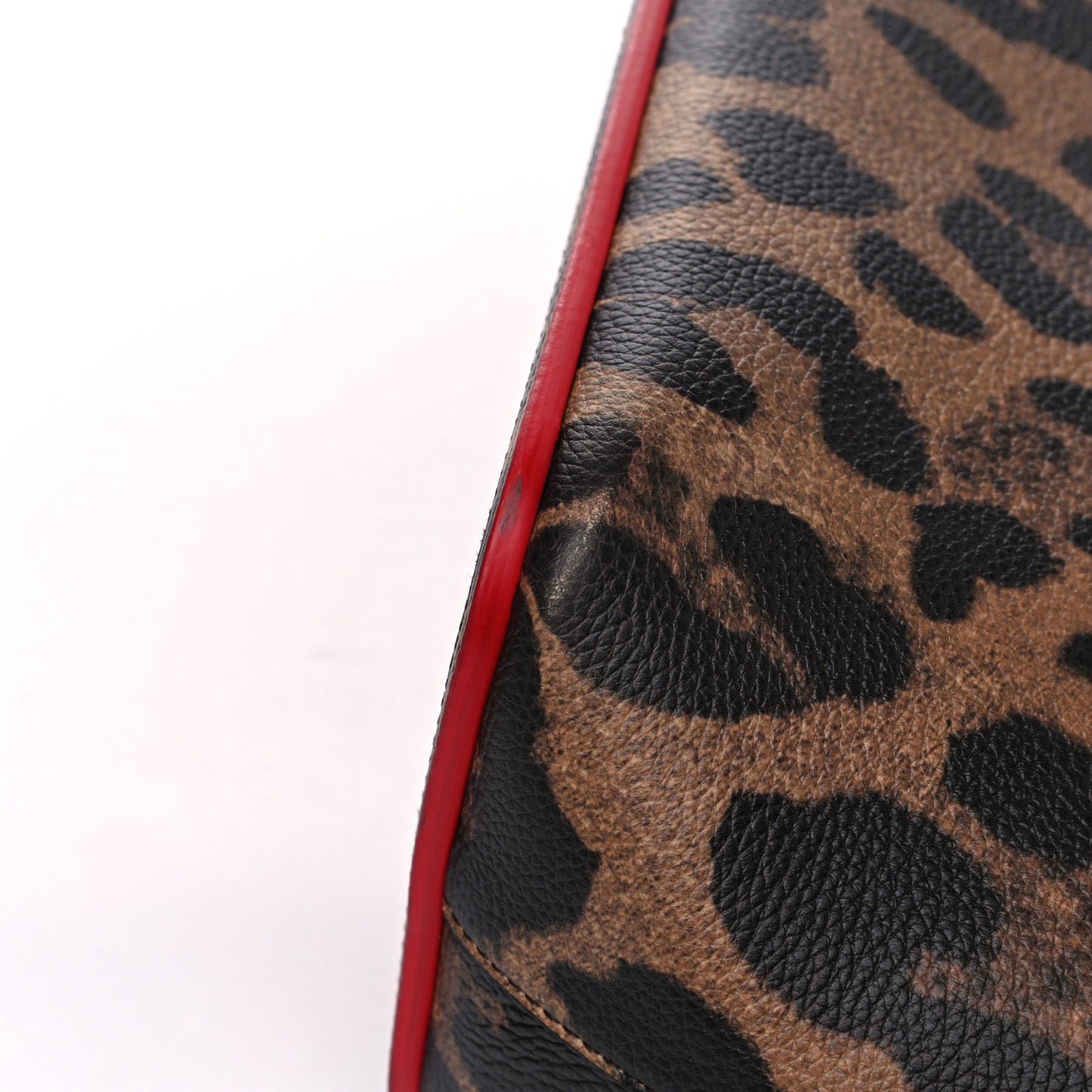 Calfskin Leopard Print Spikes East West Cabata Tote Brown