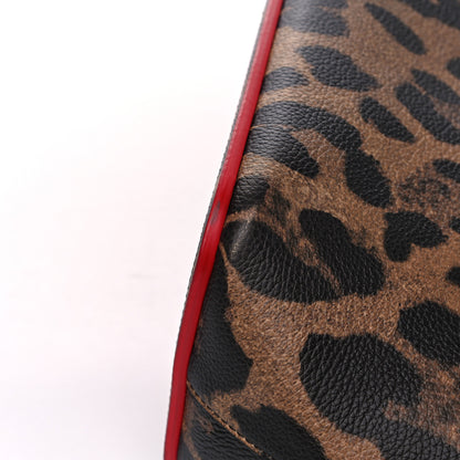 Christian Louboutin Calfskin Leopard Print Spikes East West Cabata Tote Brown 14 of 16
