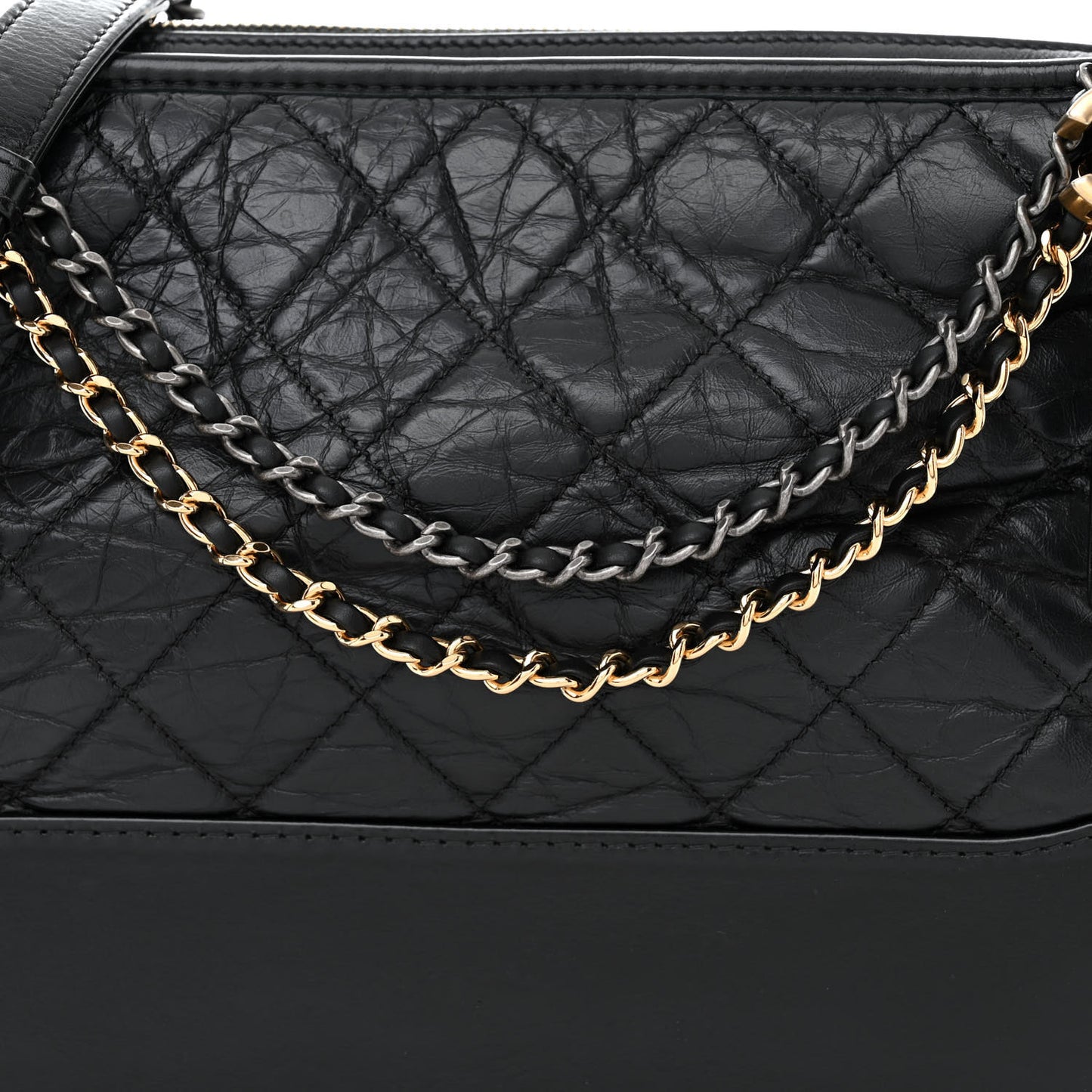Aged Calfskin Quilted Medium Gabrielle Hobo Black
