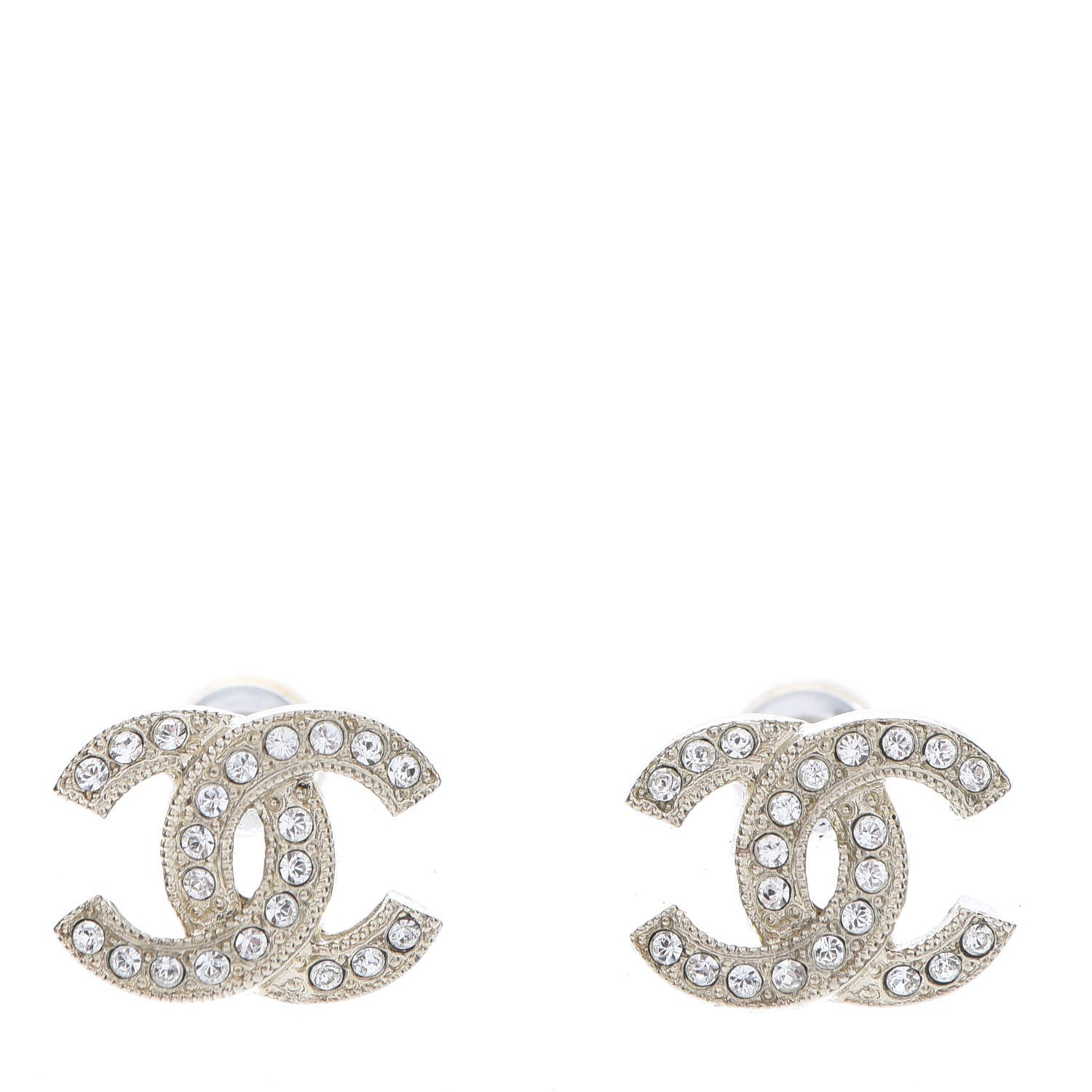 Chanel Crystal Timeless CC Earrings Light Gold 1 of 5