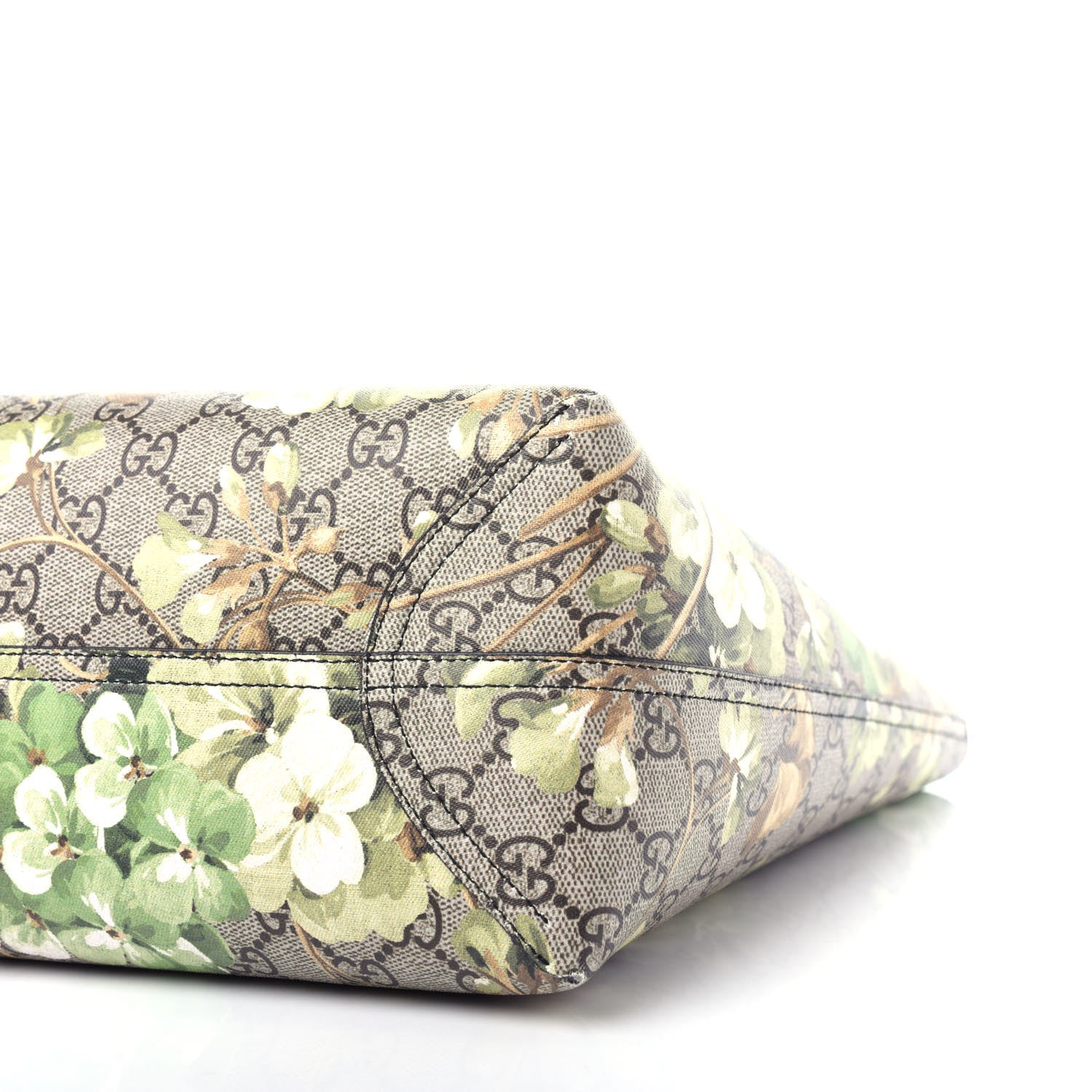 Gucci GG Supreme Monogram Blooms Medium Reversible Tote Beige New Military Black 10 of 11
