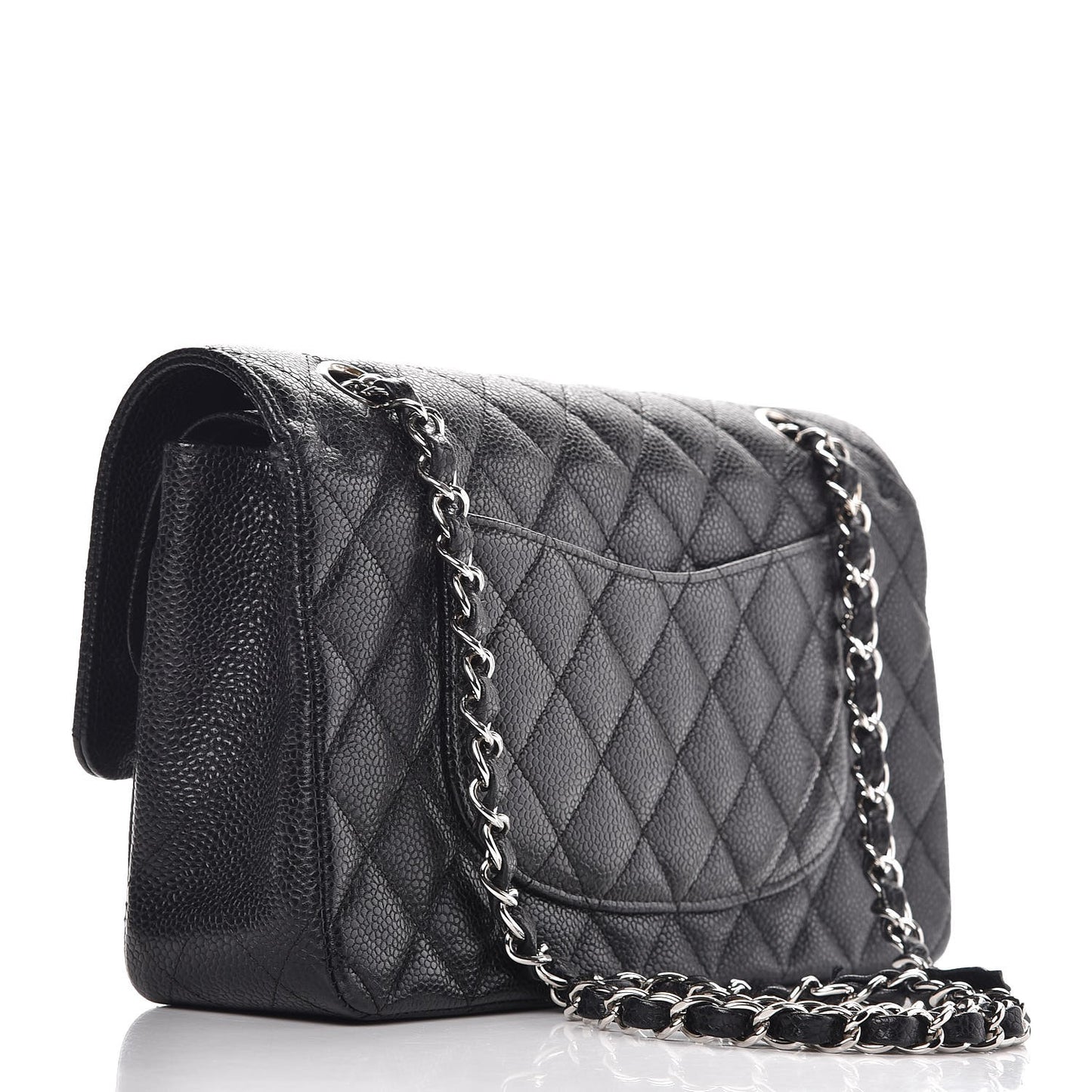 Caviar Quilted Medium Double Flap Black