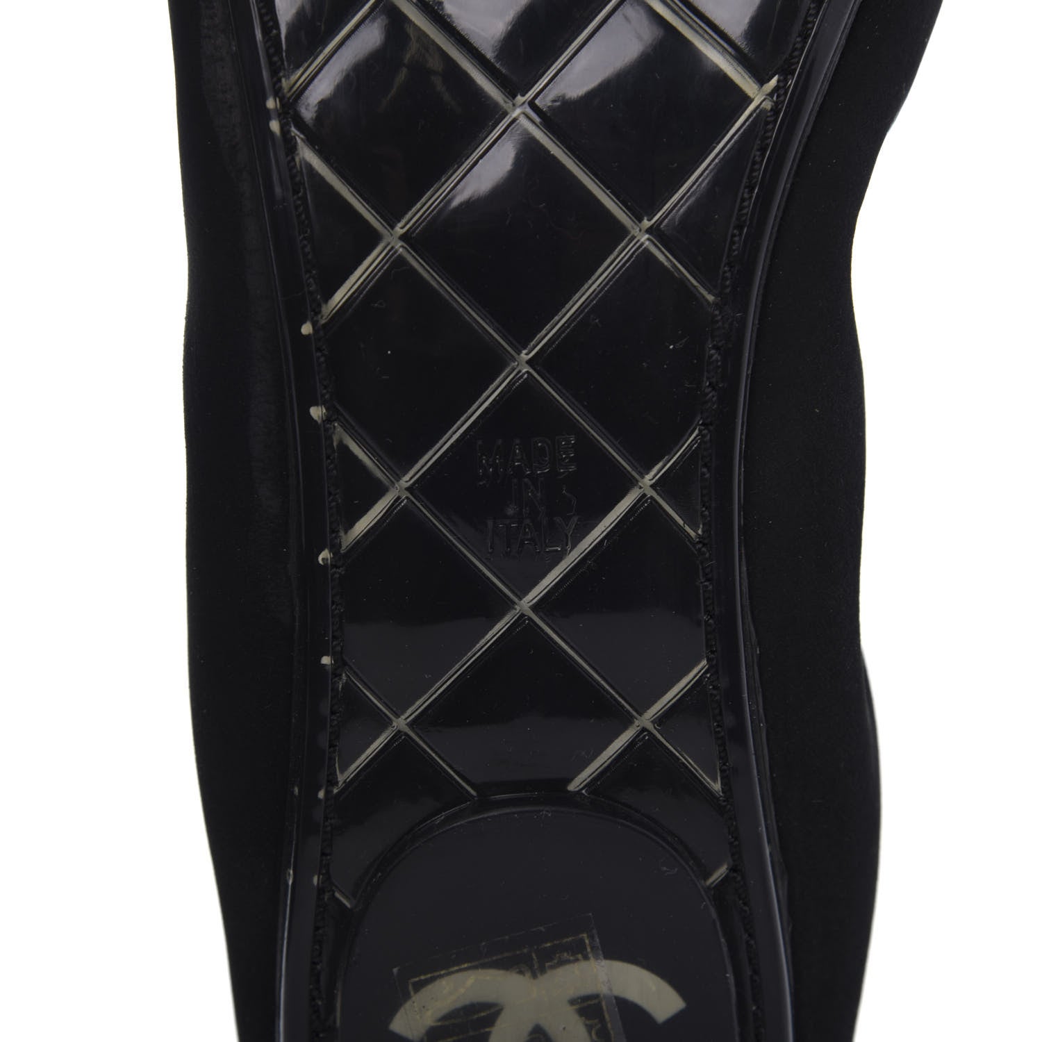 Chanel Fabric CC Elastic Cap Toe Ballerina Flats 38 Black Silver 7 of 8