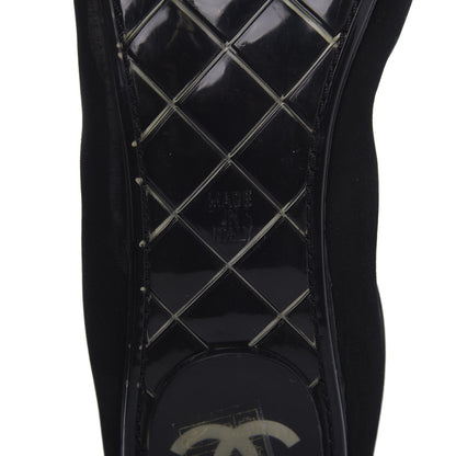 Chanel Fabric CC Elastic Cap Toe Ballerina Flats 38 Black Silver 7 of 8