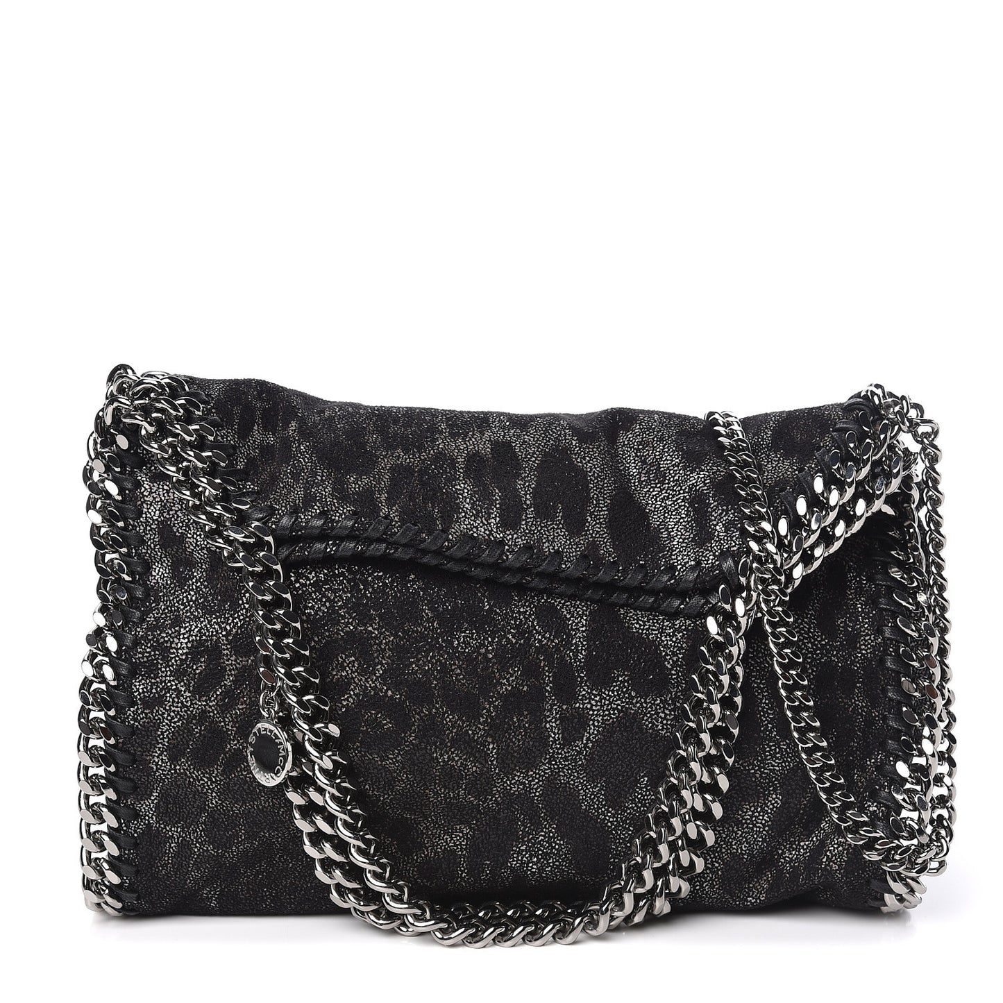 Shaggy Deer Leopard Print Mini Falabella Tote Black