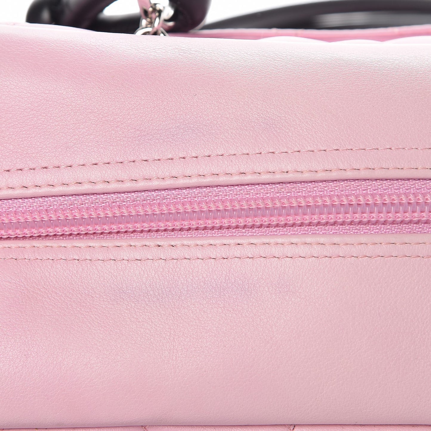 Calfskin Quilted Large Cambon Bowler Pink Black