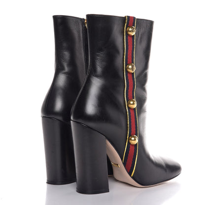 Gucci Malaga Kid Web Carly Mid Calf Boots 38.5 Black 4 of 10