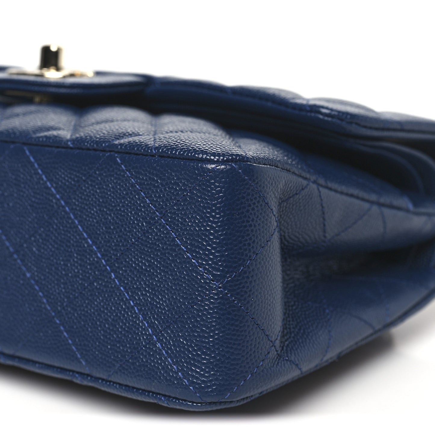 Caviar Quilted Small Double Flap Blue