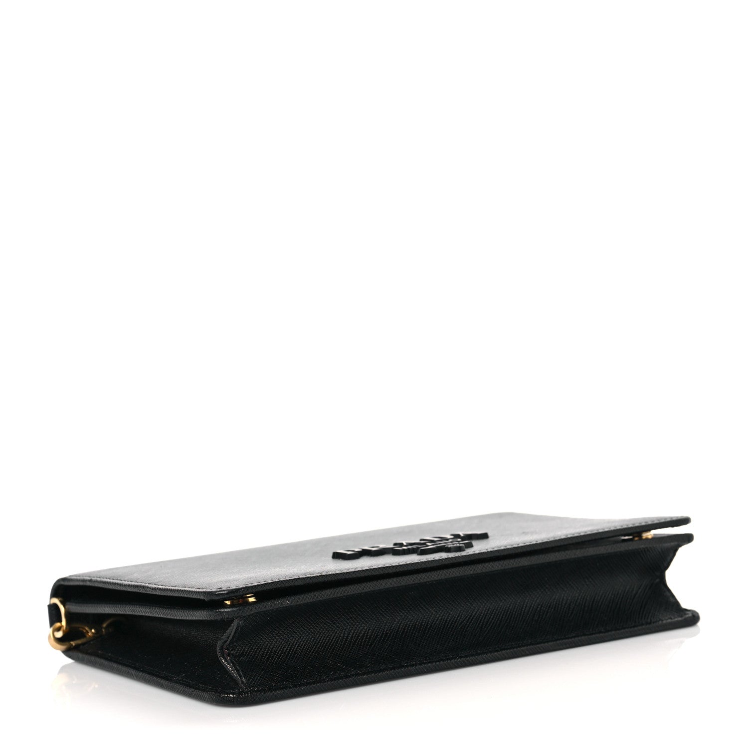 Prada Saffiano Lux Monochrome Chain Wallet Black 4 of 9