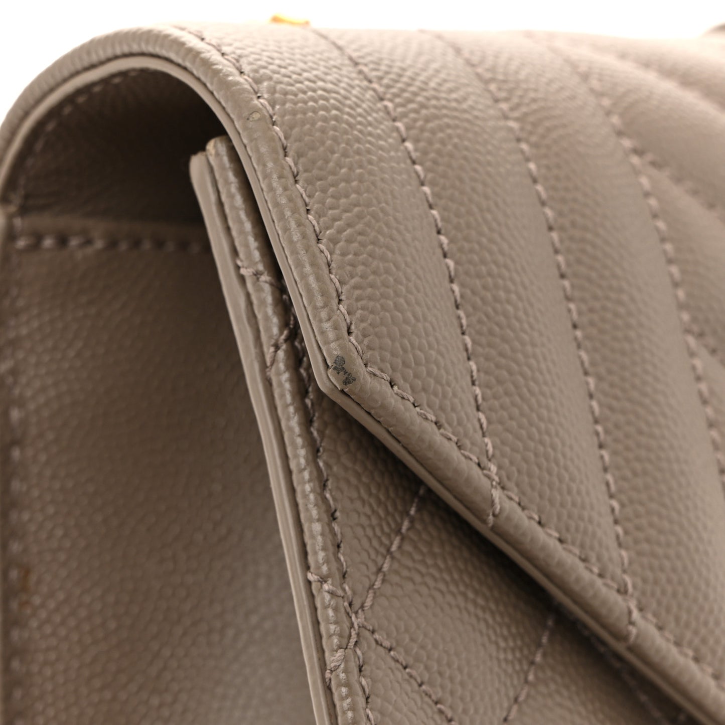 Grain De Poudre Textured Mixed Matelasse Triquilt Small Monogram Satchel Greyish Brown