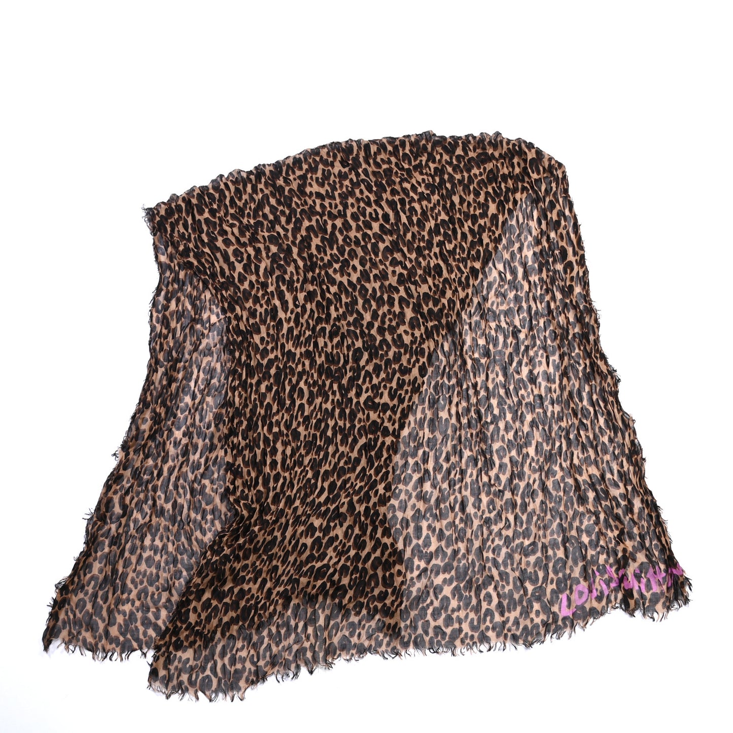 Cashmere Silk Leopard Etole Stole Marron