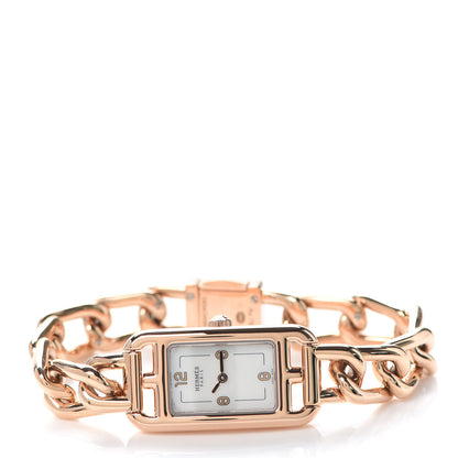 Hermes 18K Rose Gold Mother of Pearl 17mm Nantucket Quartz Watch 2 of 6