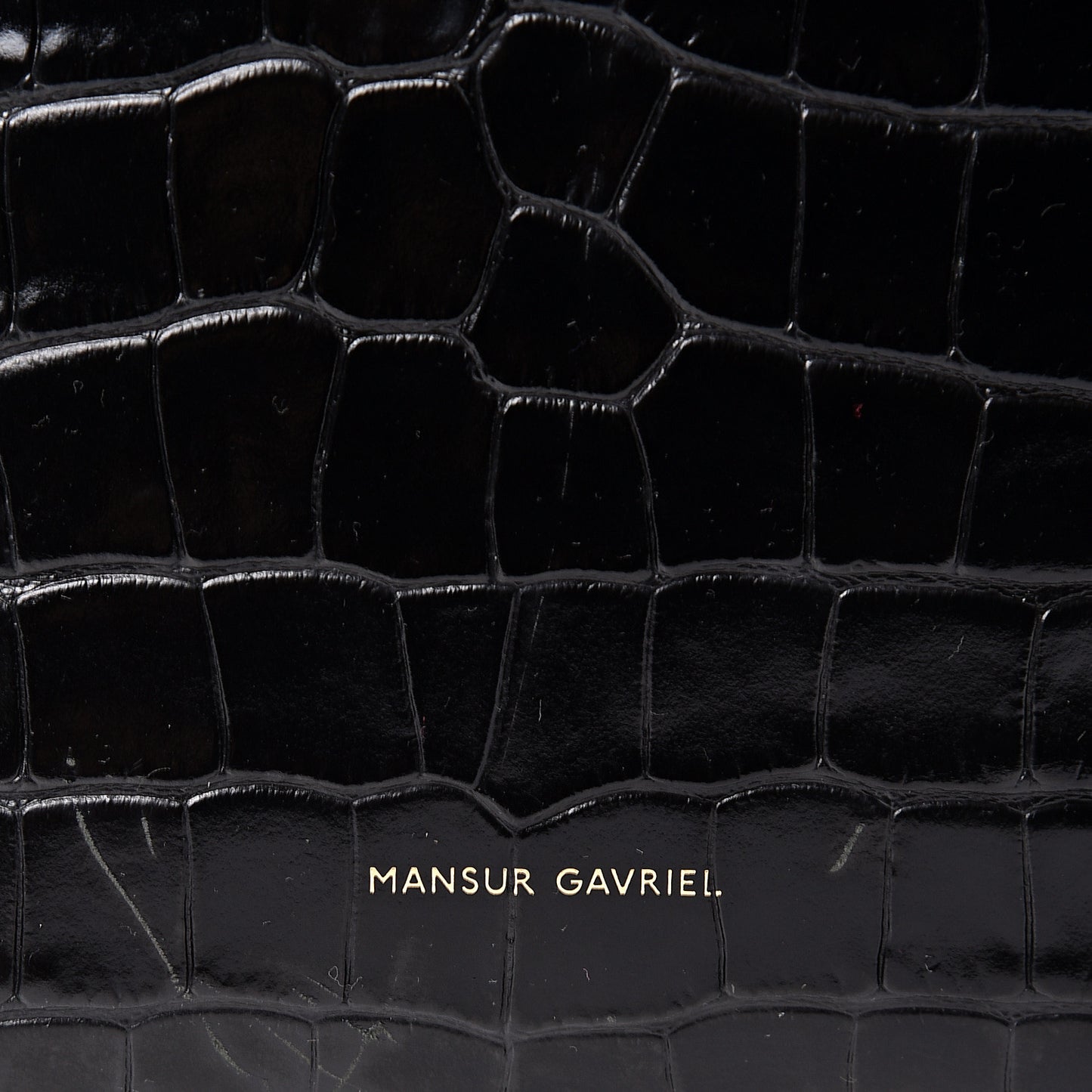 Crocodile Embossed Mini Bucket Bag Black