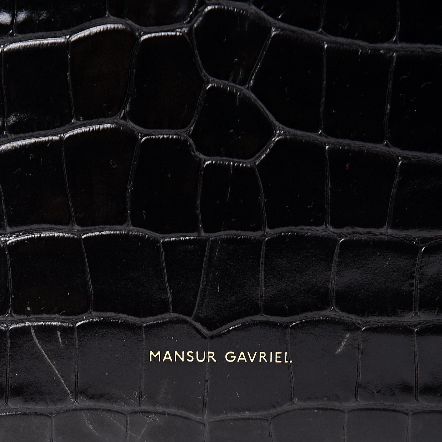 Mansur Gavriel Crocodile Embossed Mini Bucket Bag Black 5 of 9