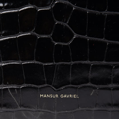 Mansur Gavriel Crocodile Embossed Mini Bucket Bag Black 5 of 9