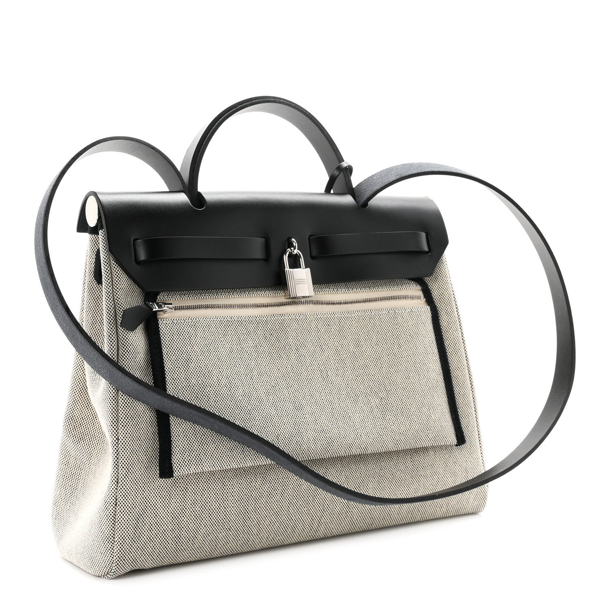 Hermes Vache Hunter Toile H Pegase Pop Herbag Zip Retourne 31 PM Bleu Indigo Ecru Black 4 of 12