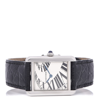 Cartier Stainless Steel Alligator 24mm Tank Solo Piano Quartz Watch 3 of 8