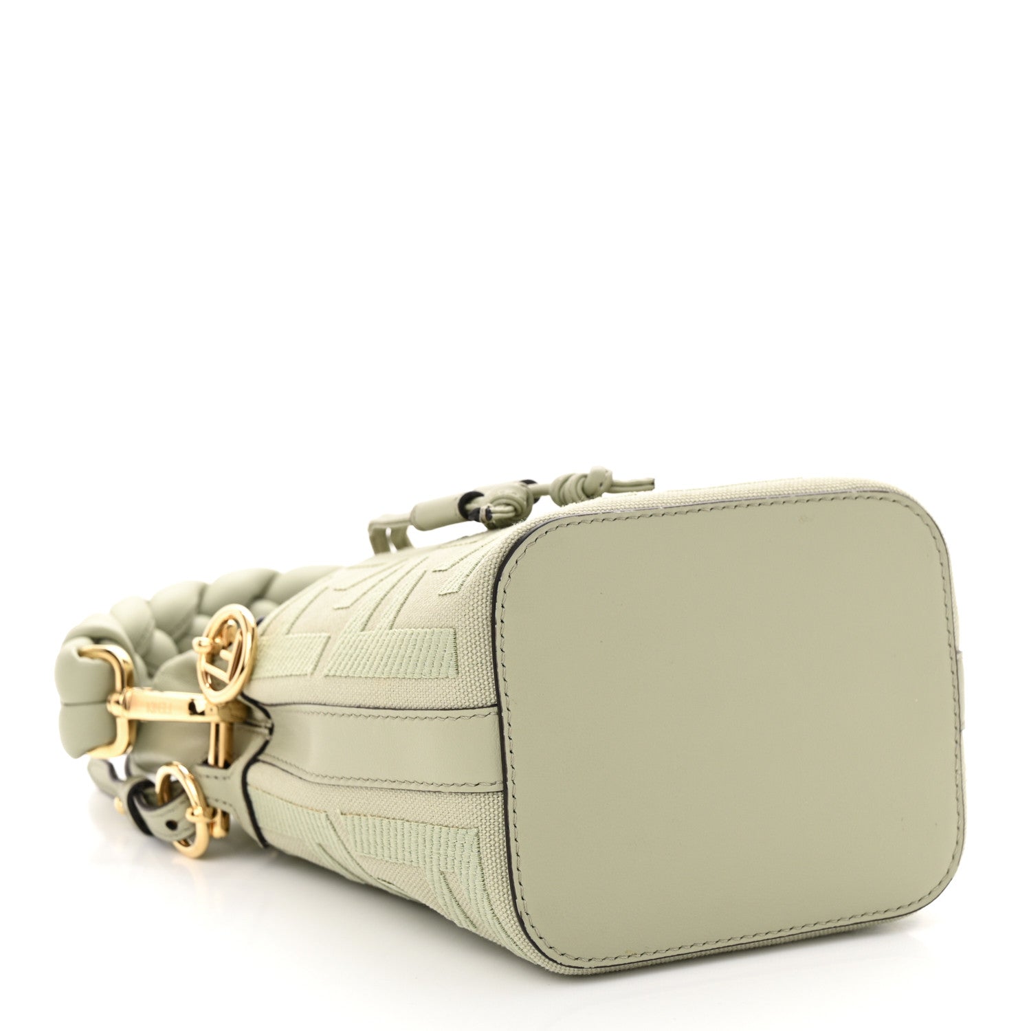 Fendi Canvas Nappa F is Fendi FF Embroidered Mini Mon Tresor Bucket Bag Grezzo White Nuvola 4 of 10