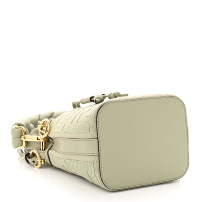 Fendi Canvas Nappa F is Fendi FF Embroidered Mini Mon Tresor Bucket Bag Grezzo White Nuvola 4 of 10