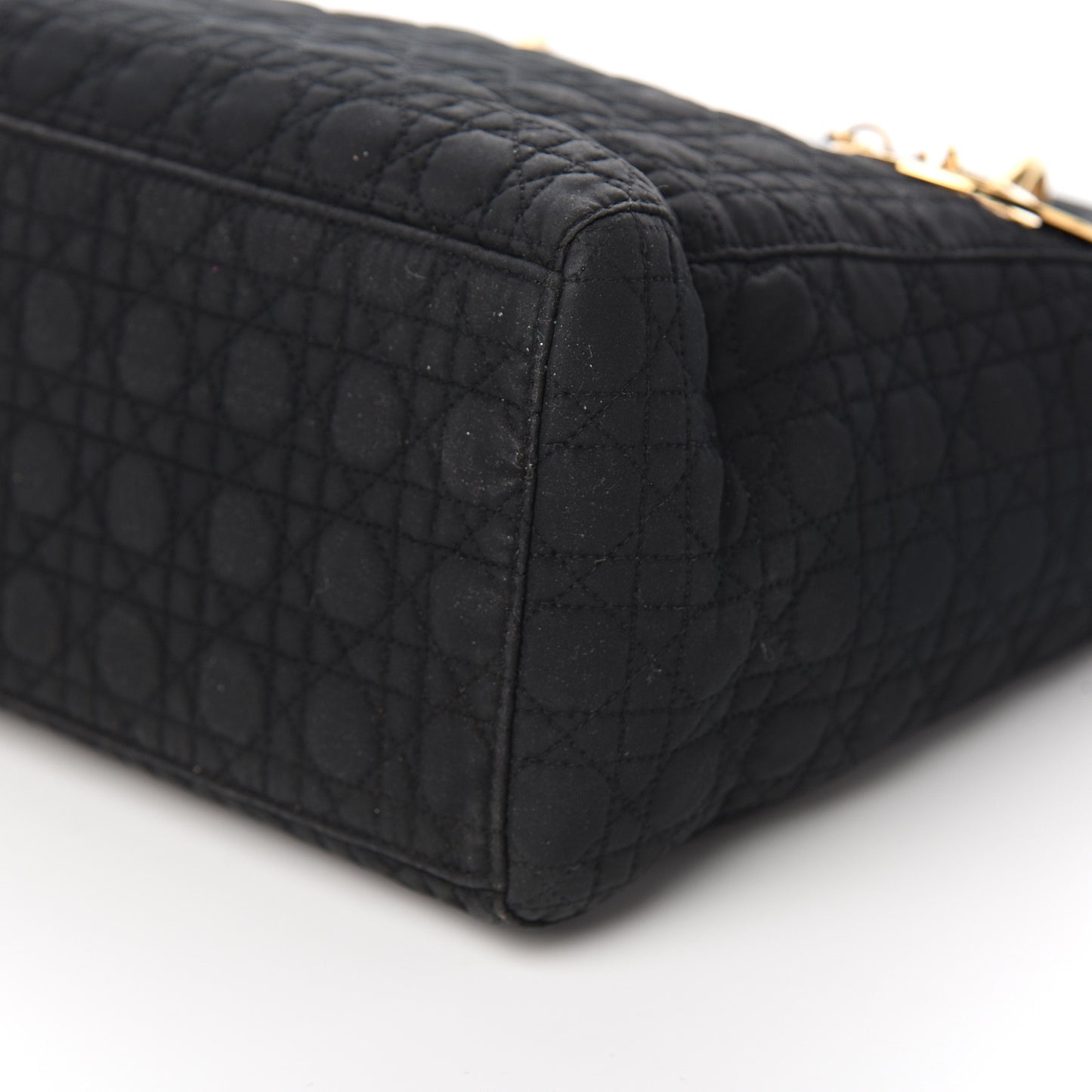 Nylon Cannage Stitched Medium Lady Dior Black