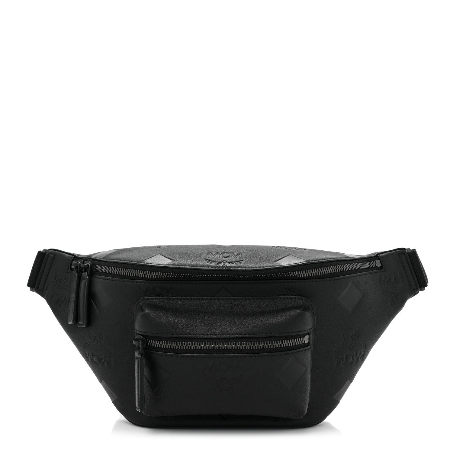 MCM Calfskin Maxi Monogram Fursten Belt Bag Black 1 of 10
