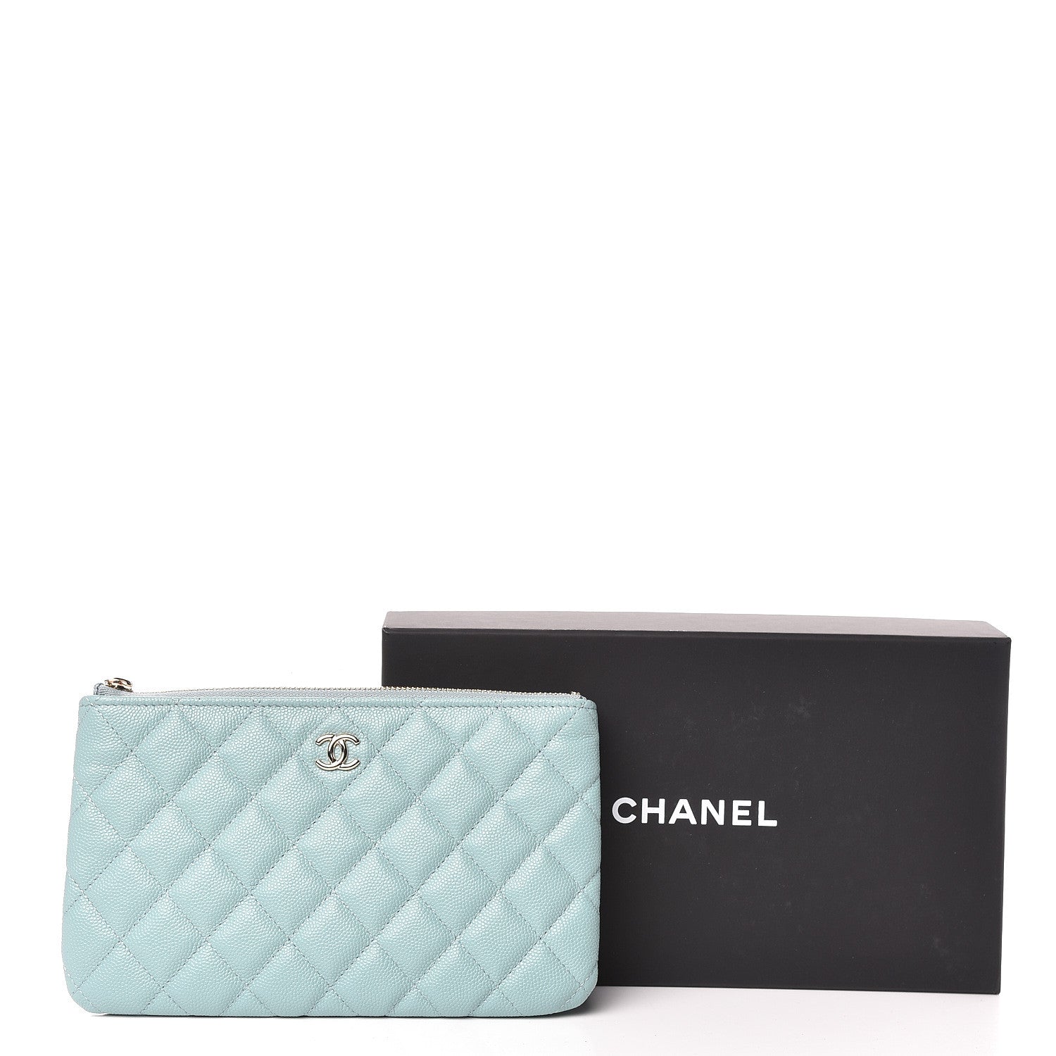 Chanel Iridescent Caviar Quilted Cosmetic Case Light Blue 8 of 8