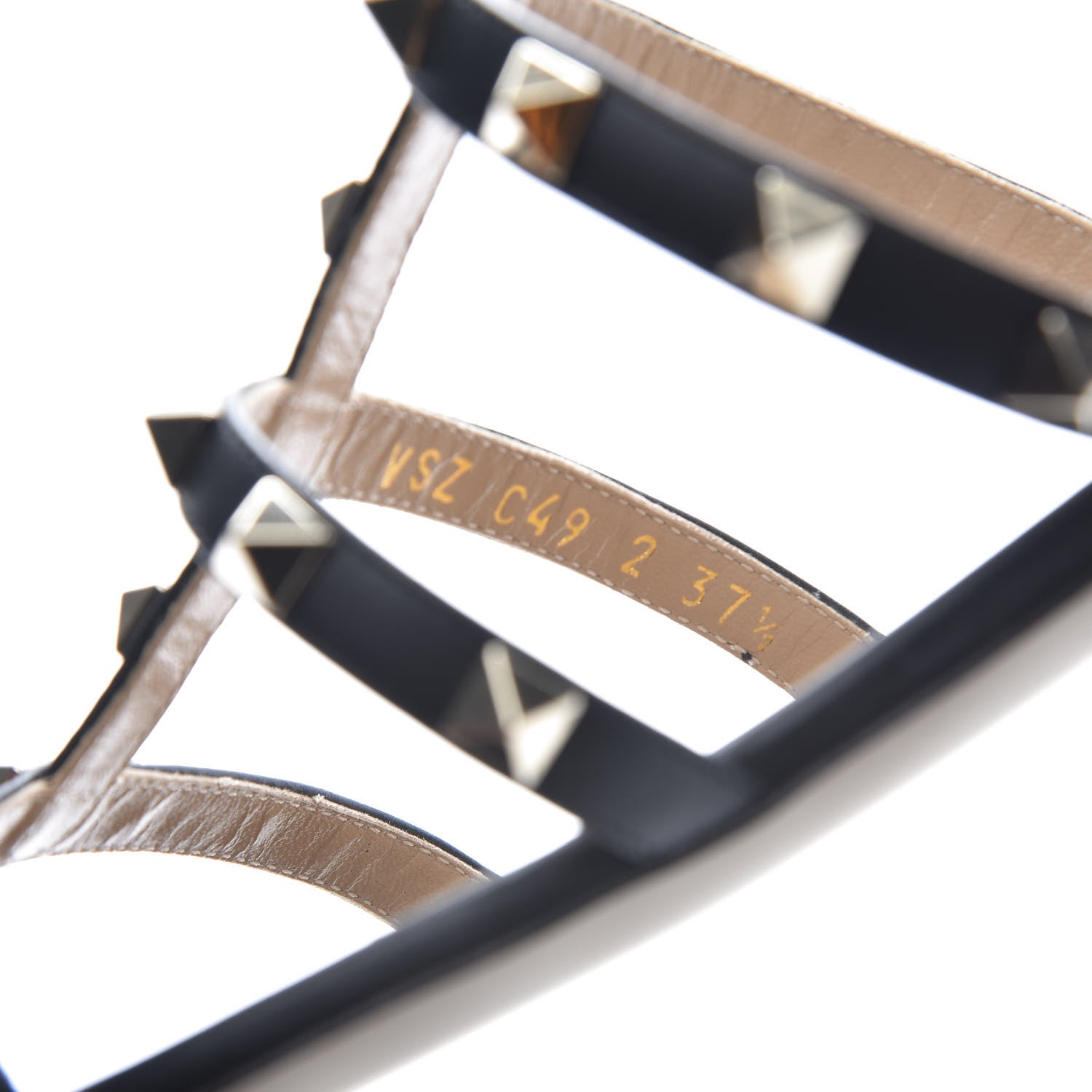 Valentino Garavani Nappa Rockstud Caged Flat Slide Sandals 37.5 Black 8 of 9