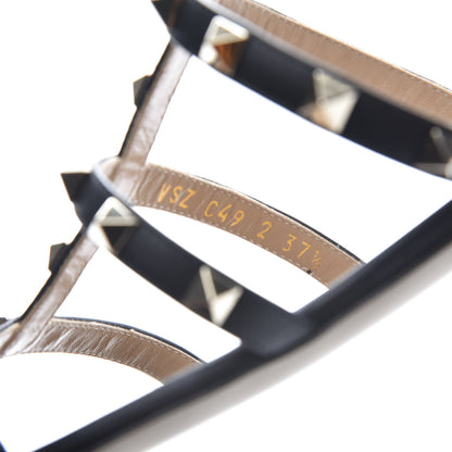 Valentino Garavani Nappa Rockstud Caged Flat Slide Sandals 37.5 Black 8 of 9