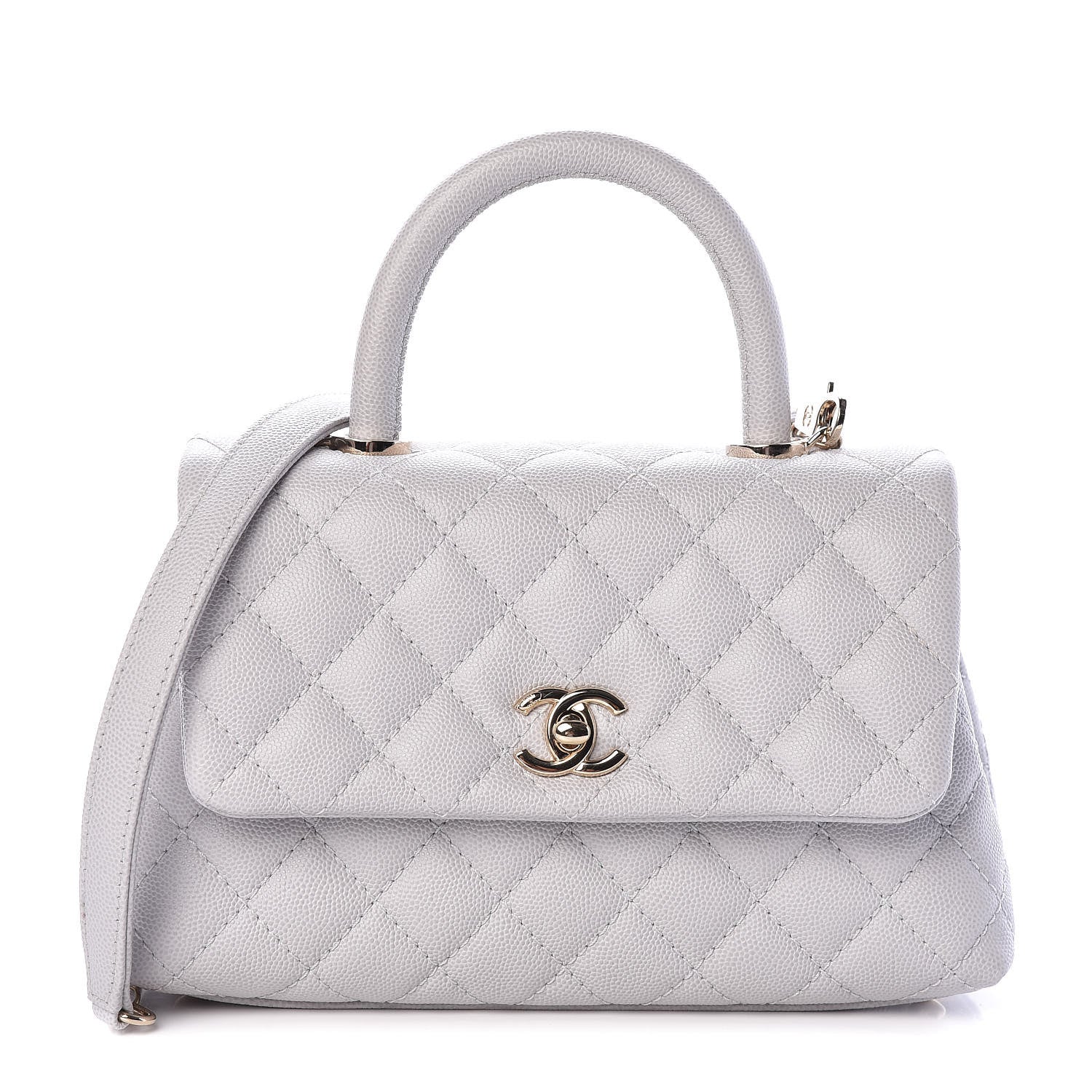 Chanel Caviar Quilted Mini Coco Handle Flap Light Grey 1 of 10