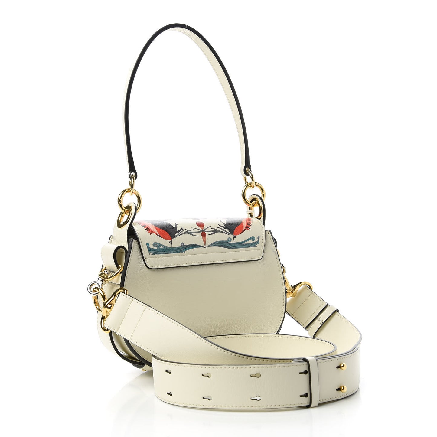 Calfskin Small Artistic Print Tess Bag Natural White