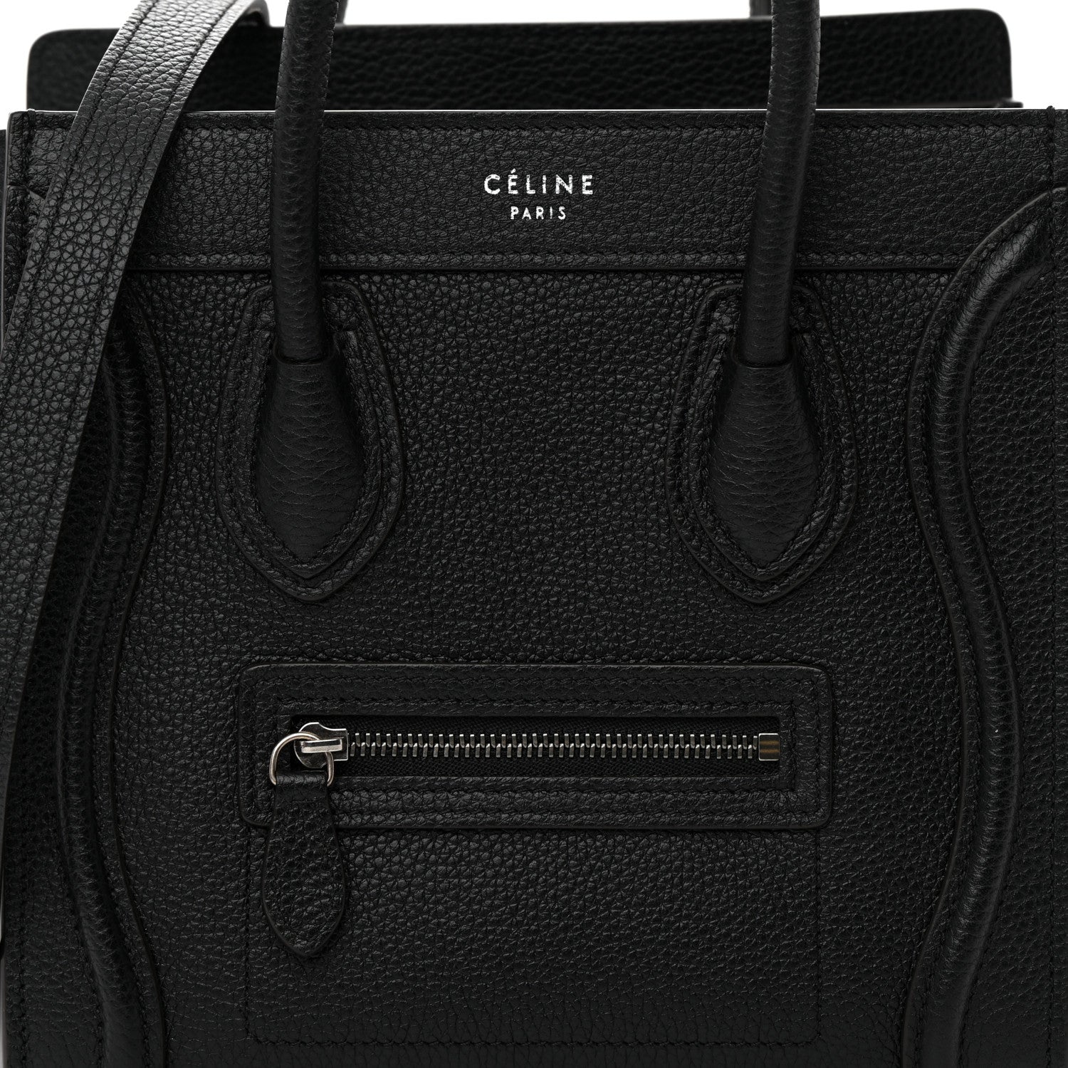 Celine Drummed Calfskin Nano Luggage Black 8 of 11