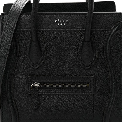 Celine Drummed Calfskin Nano Luggage Black 8 of 11