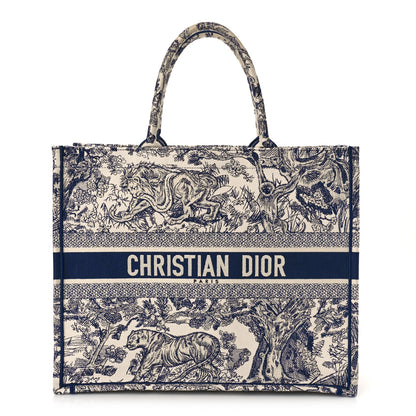 Christian Dior Canvas Embroidered Large Dioriviera Toile De Jouy Book Tote Blue 1 of 8