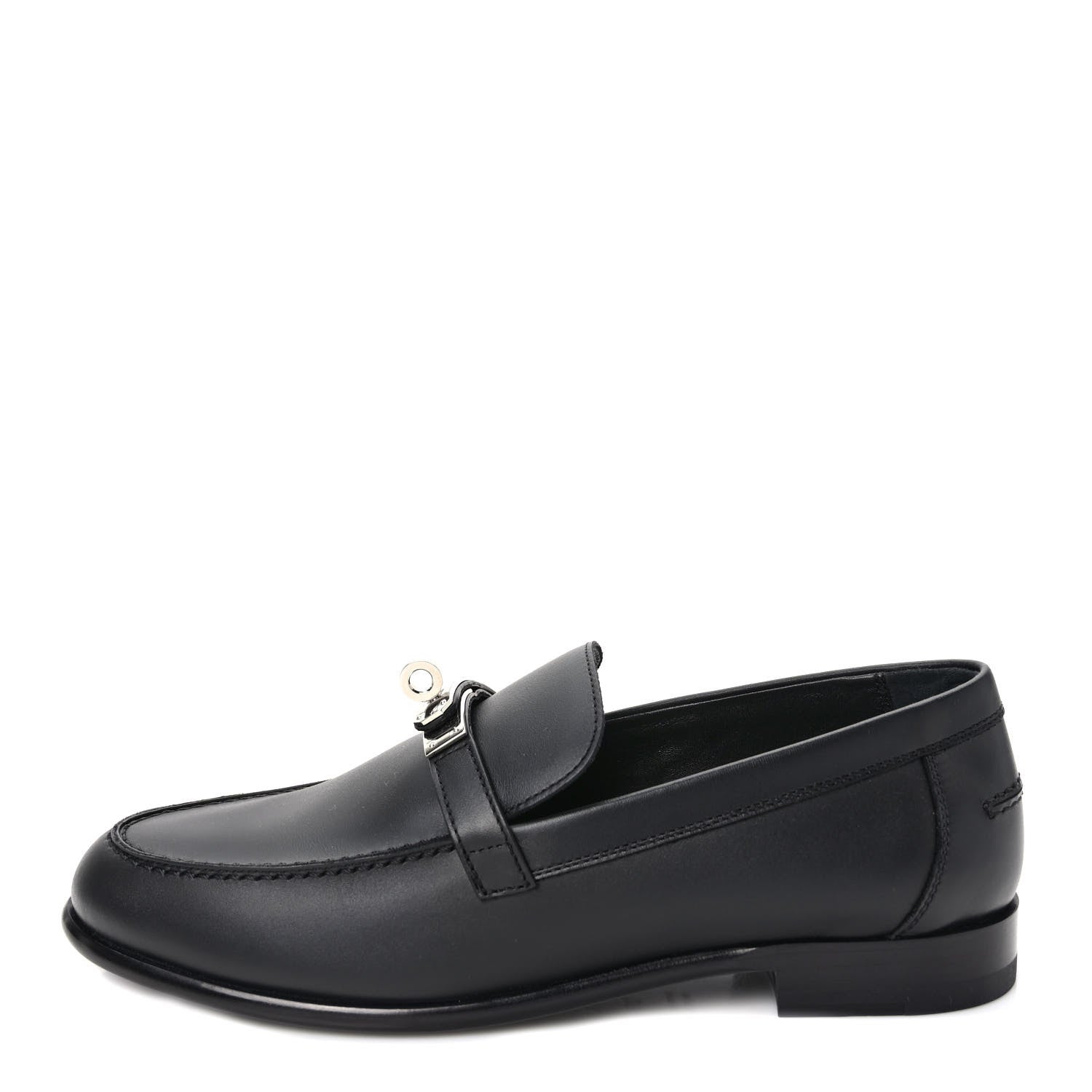 Hermes Calfskin Womens Destin Loafers 39 Black 1 of 9