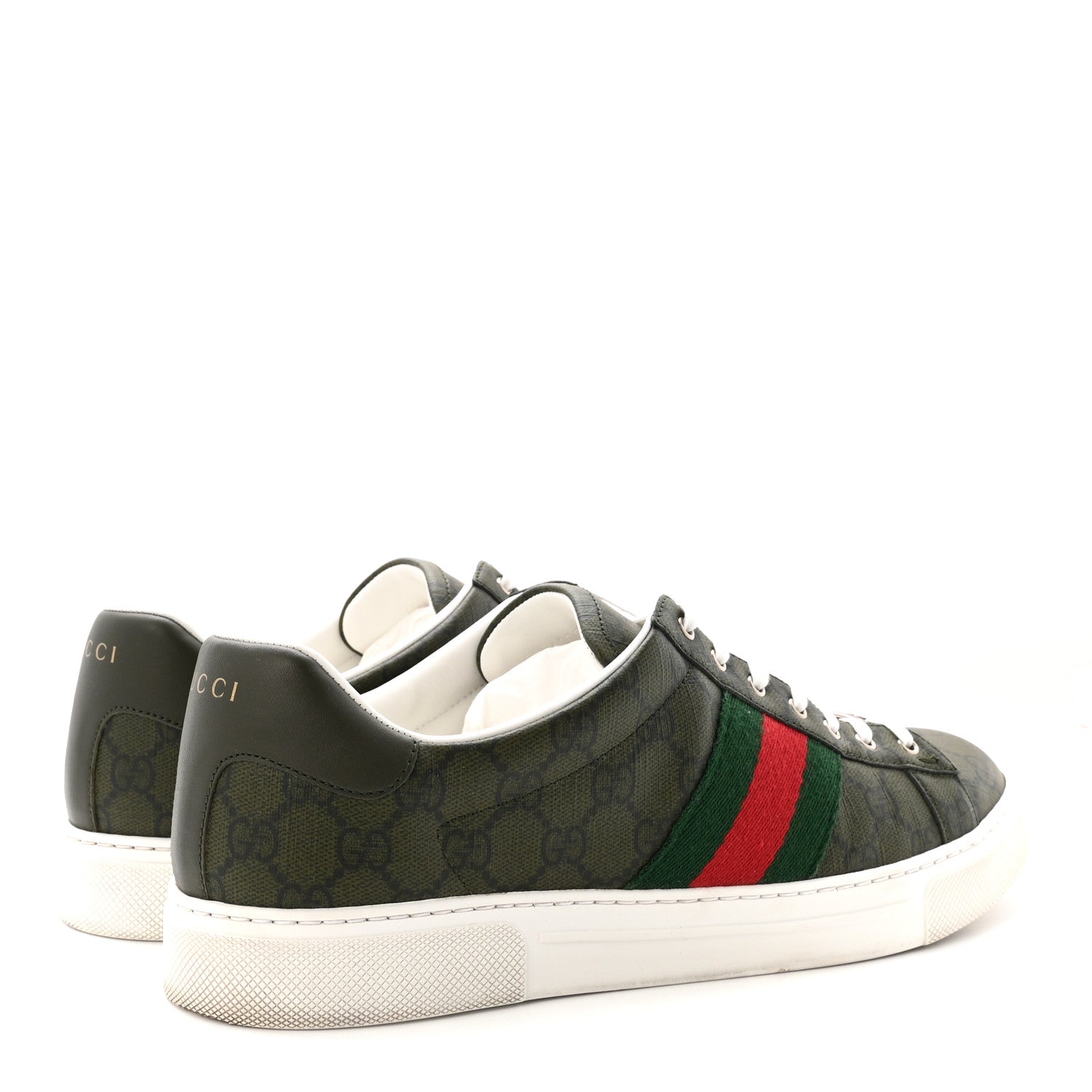 Gucci GG Supreme Monogram Web Mens New Ace Sneakers 10 Green 5 of 10