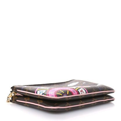 Louis Vuitton Monogram 2020 Christmas Animation Big Wheel Double Zip Pochette Rose Ballerine 4 of 12
