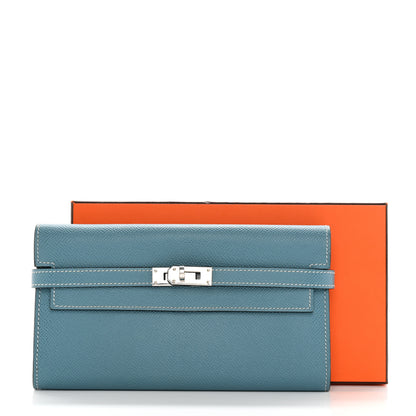 Hermes Epsom Kelly Longue Wallet Blue Jean 8 of 8