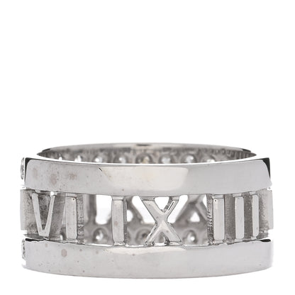 Tiffany 18K White Gold Diamond Wide Atlas Open Ring 54 6.75 3 of 4