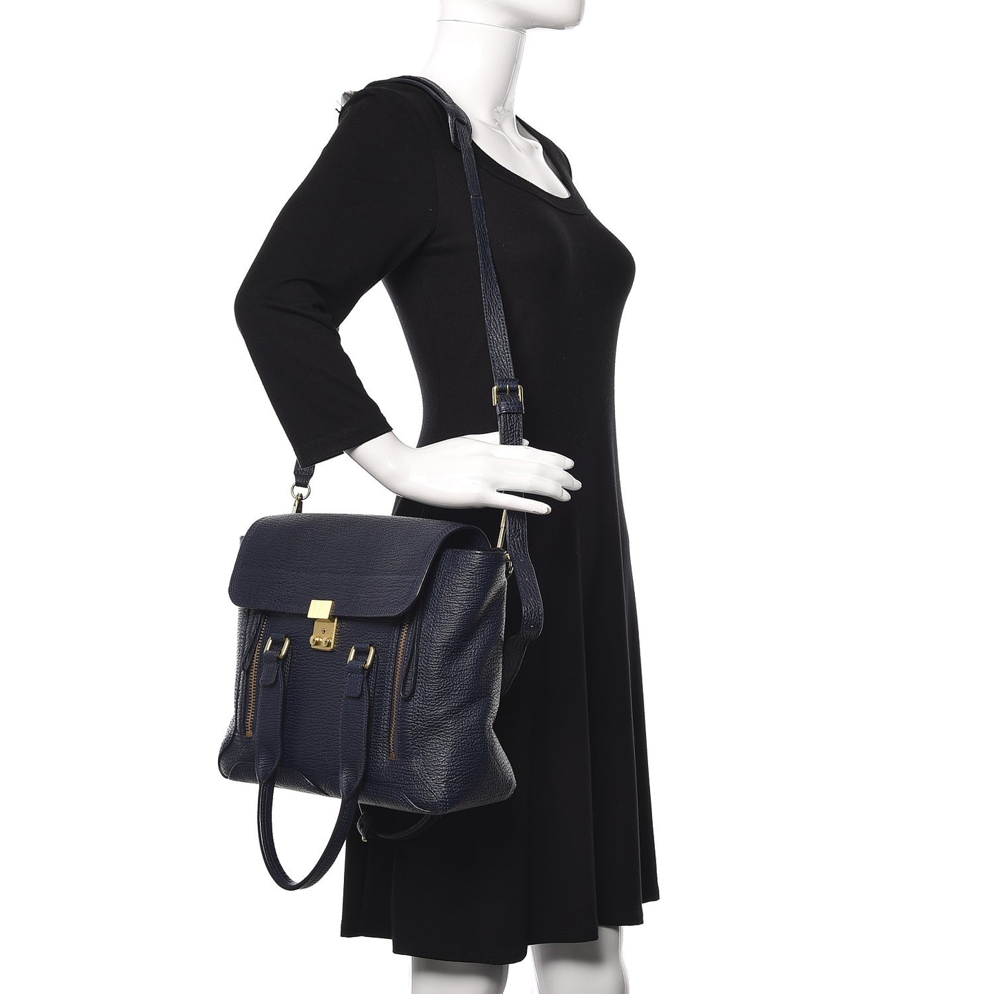 3.1 Textured Calfskin Medium Pashli Satchel Ink
