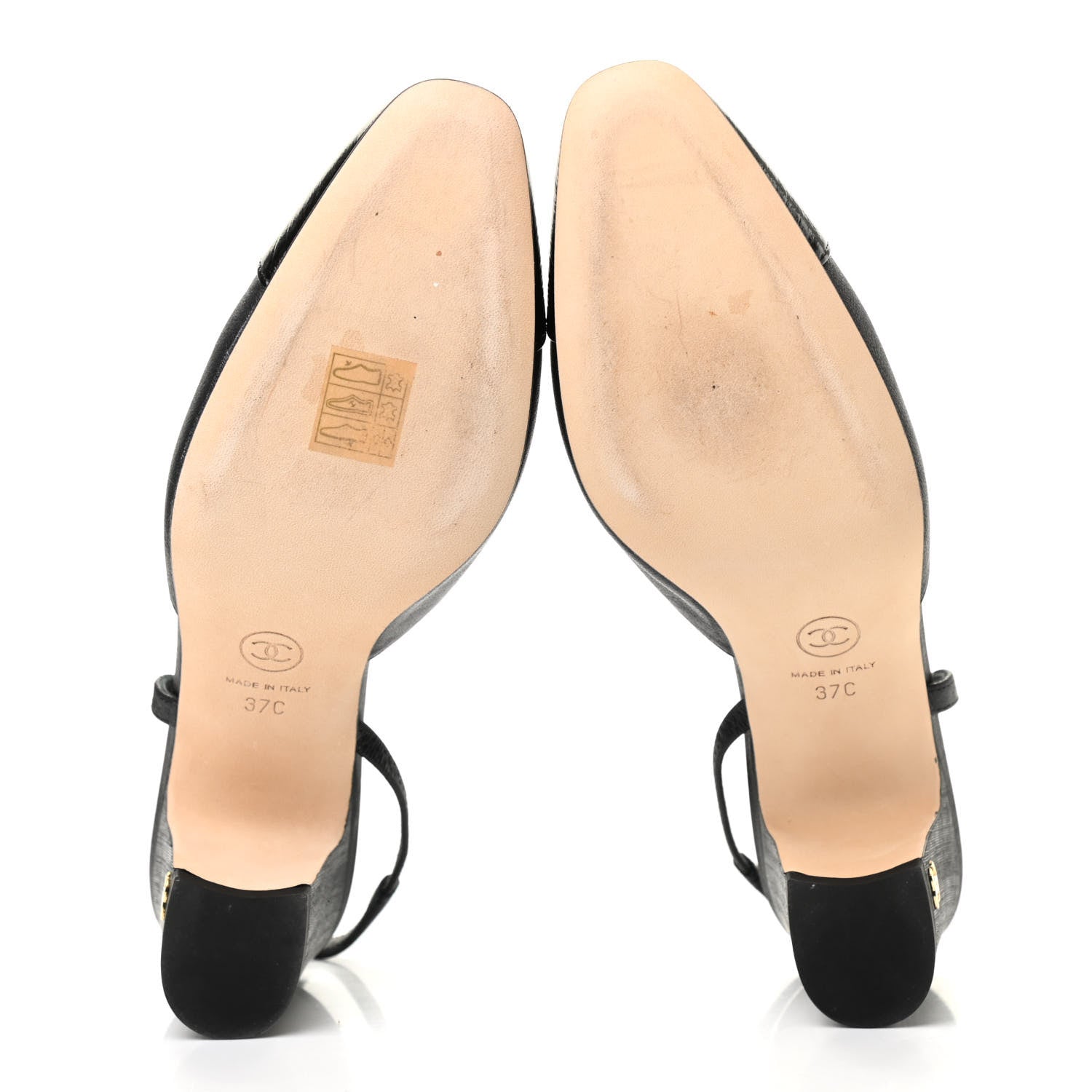 Chanel Goatskin Calfskin Cap Toe CC Slingback Sandals 37 Black 5 of 8