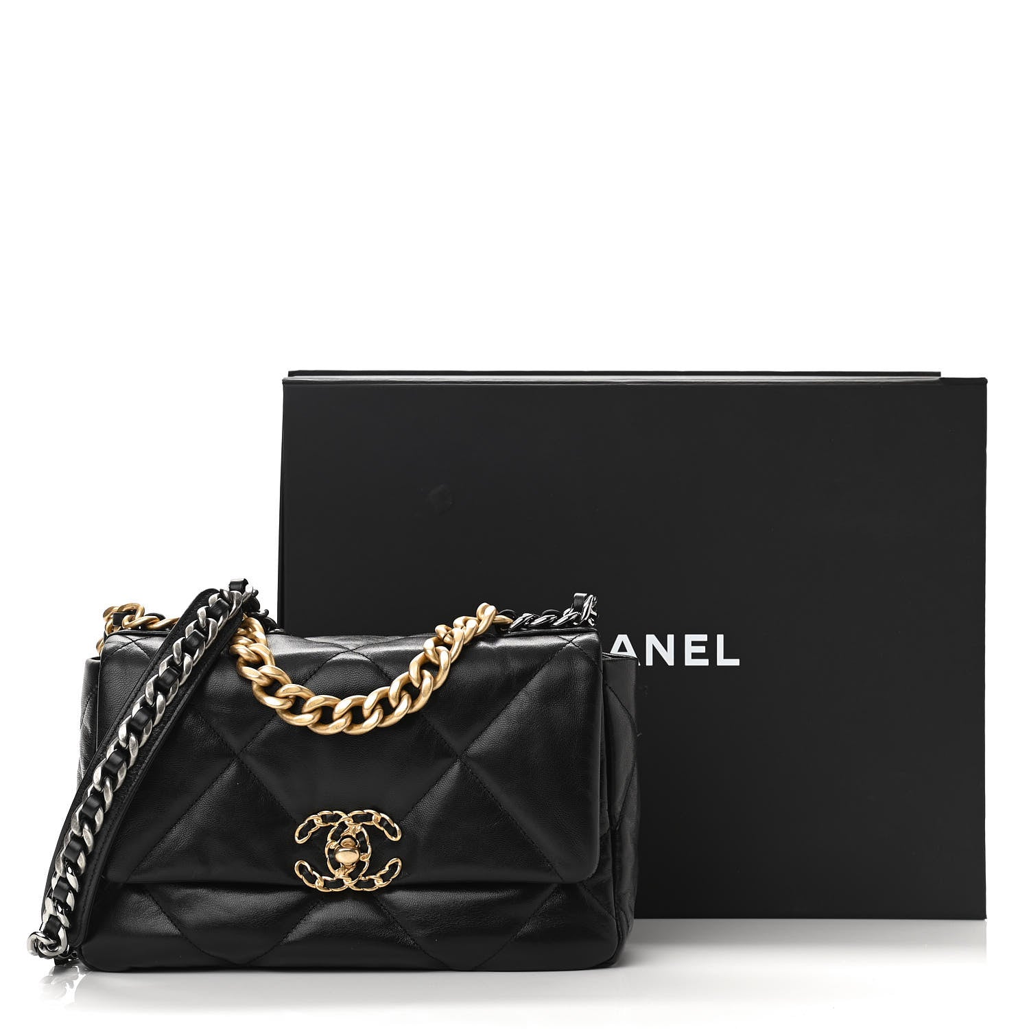 Chanel Goatskin Quilted Medium Chanel 19 Flap Black 11 of 11