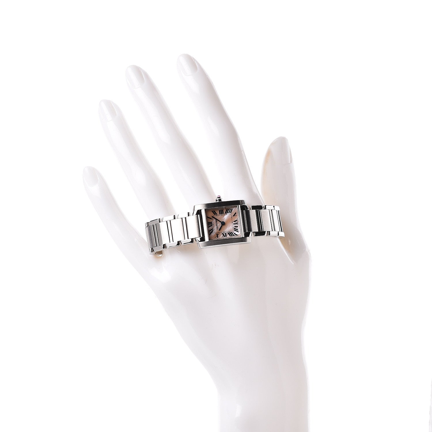 Cartier Stainless Steel Pink Mother of Pearl 20mm Tank Francaise Quartz Watch 2 of 6