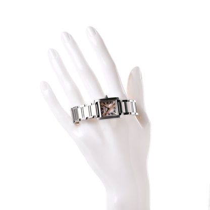 Cartier Stainless Steel Pink Mother of Pearl 20mm Tank Francaise Quartz Watch 2 of 6